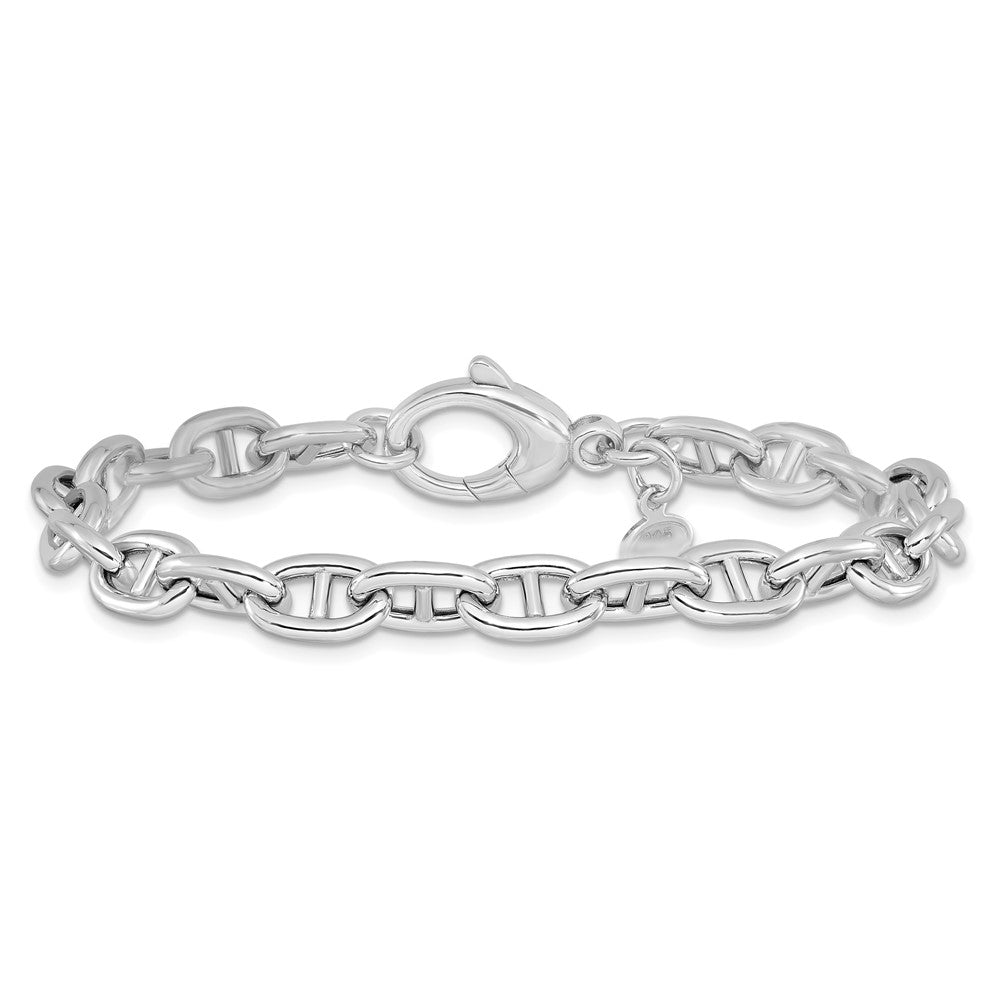 Sterling Silver Rhodium-plated Polished Fancy Link Bracelet