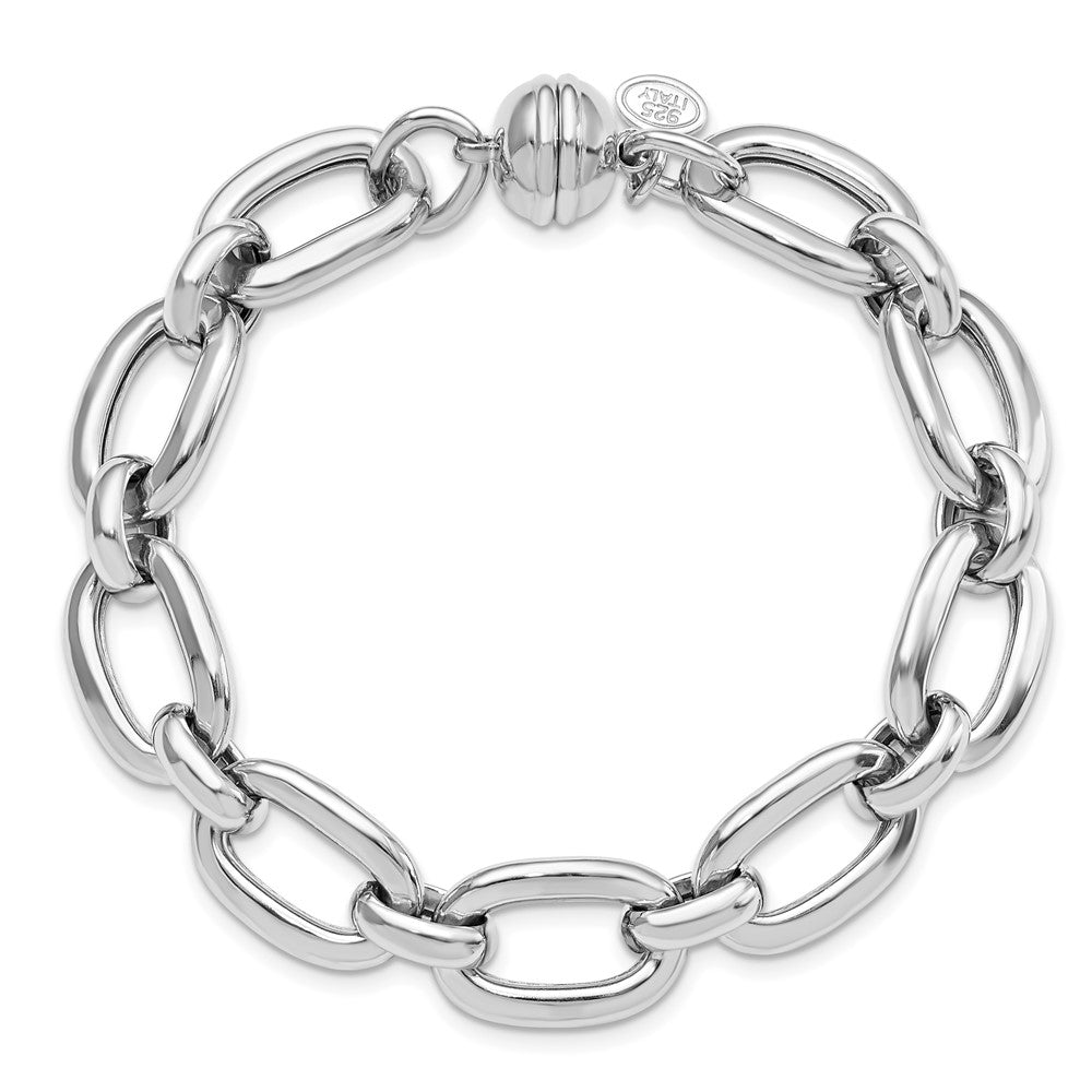 Sterling Silver Rhodium-plated Polished Fancy Link Bracelet