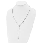 Sterling Silver RH-plat Polished Bar Adjustable Necklace