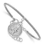 SS Rhod-plat Polished Elizabeth II Medal w/1.5 in ext. Bracelet