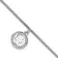 SS Rhod-plat Polished Elizabeth II Medal w/1.5 in ext. Bracelet