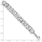 Sterling Silver Rhod-pt. Textured Reversible w/1.5 in ext. Bracele