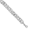 Sterling Silver Rhod-pt. Textured Reversible w/1.5 in ext. Bracele