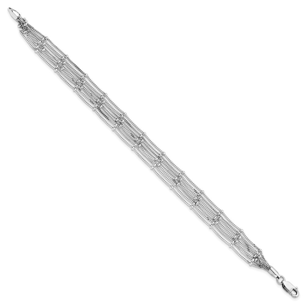 Sterling Silver RH-plated Seven Strand Beaded Bracelet