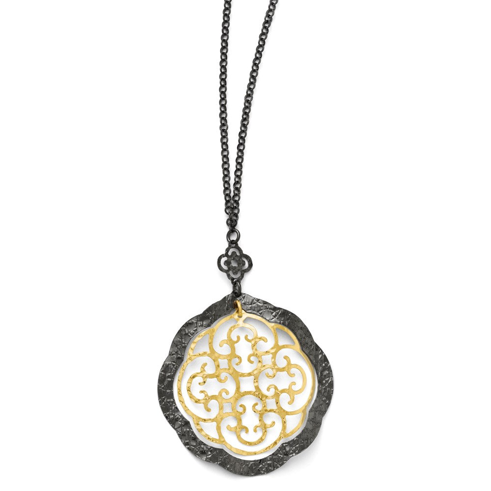 Sterling Silver/Ruthenium/Gold-tone 14k Flash Necklace