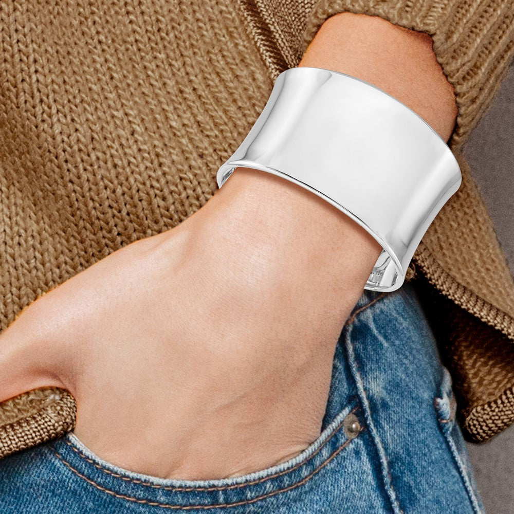 Sterling Silver RH-plated Polished Slip-on Bangle