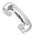 Sterling Silver RH-plated Polished Hammered Slip-on Bangle