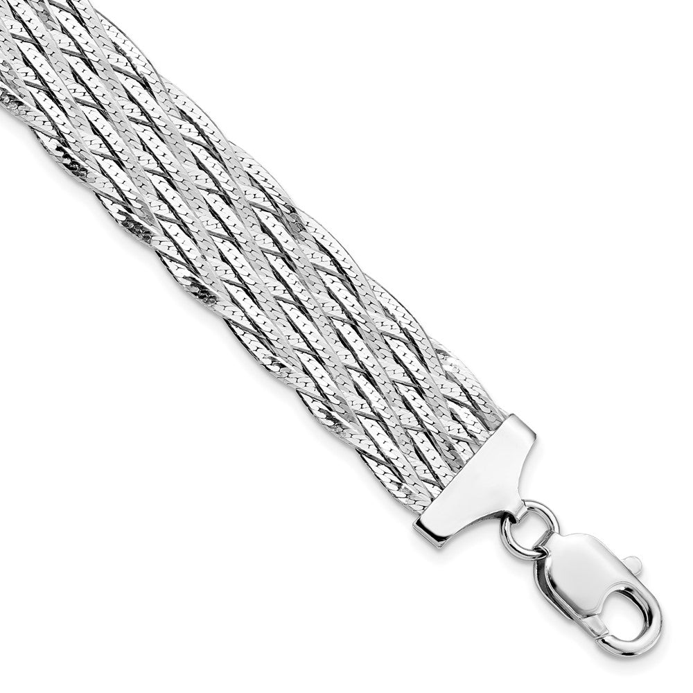 Sterling Silver RH-plated Polished Braided Bracelet