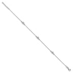 Sterling Silver Rhodium-plated Mirror Bead 9 inch Plus 1 inch Extender - Total 10 inch Anklet