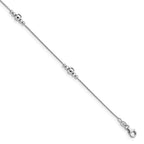 Sterling Silver Rhodium-plated Mirror Bead 9 inch Plus 1 inch Extender - Total 10 inch Anklet
