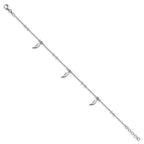 Sterling Silver Rhodium-plated Feathers 9 inch Plus 1 inch Extender - Total 10 inch Anklet