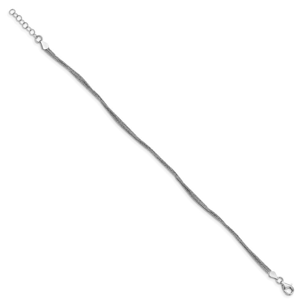 Sterling Silver Rhodium-plated 3-Strand Plus Extender - Total Anklet
