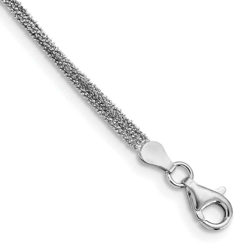Sterling Silver Rhodium-plated 3-Strand Plus Extender - Total Anklet