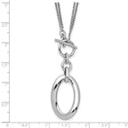 Sterling Silver RH-plat Polished Fancy 2-Strand Necklace