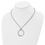 Sterling Silver RH-plated Textured Circle Pendant Necklace