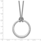 Sterling Silver RH-plated Textured Circle Pendant Necklace