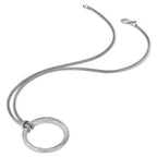 Sterling Silver RH-plated Textured Circle Pendant Necklace