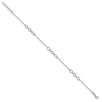 Sterling Silver Rhodium-plated Link 9 inch Plus 0.5 inch Extender - Total 9.5 inch Anklet