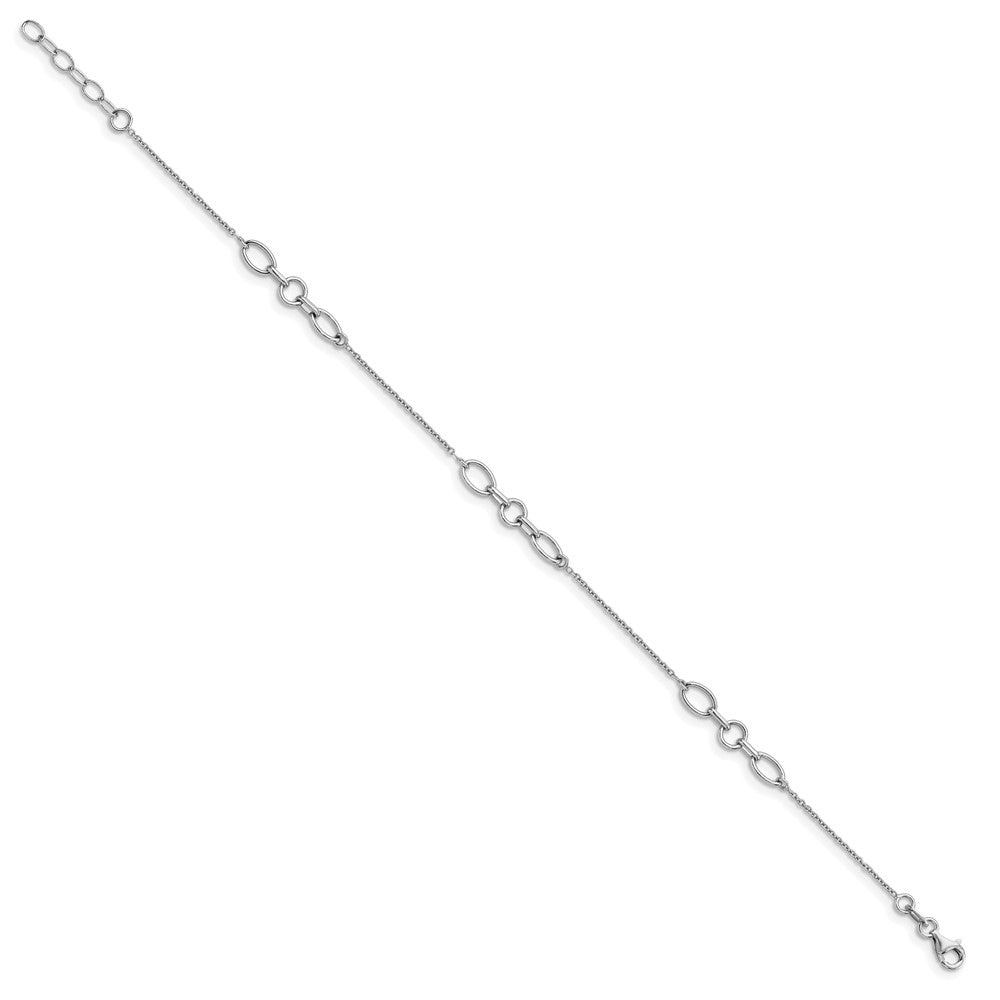 Sterling Silver Rhodium-plated Link 9 inch Plus 0.5 inch Extender - Total 9.5 inch Anklet