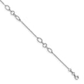Sterling Silver Rhodium-plated Link 9 inch Plus 0.5 inch Extender - Total 9.5 inch Anklet