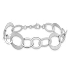 Sterling Silver Rhodium-plated Polished and Brushed Link Bracelet