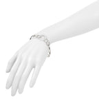 Sterling Silver Rhodium-plated Polished and Brushed Link Bracelet