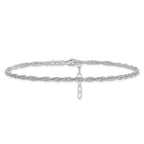 Sterling Silver Rhodium-plated Rope Plus Extender - Total Anklet