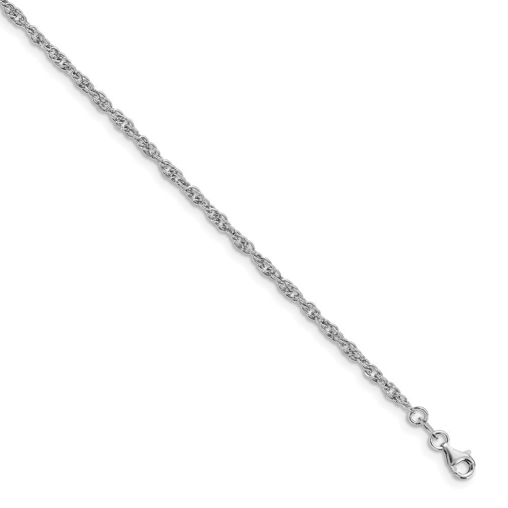 Sterling Silver Rhodium-plated Rope Plus Extender - Total Anklet