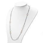 Sterling Silver RH/Rose-plat Scratch-finish 2-Chain Necklace