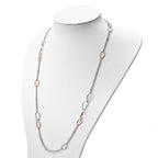Sterling Silver RH/Rose-plat Scratch-finish 2-Chain Necklace
