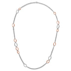 Sterling Silver RH/Rose-plat Scratch-finish 2-Chain Necklace