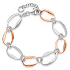 Sterling Silver Rose-plated w/1in ext. Link Bracelet