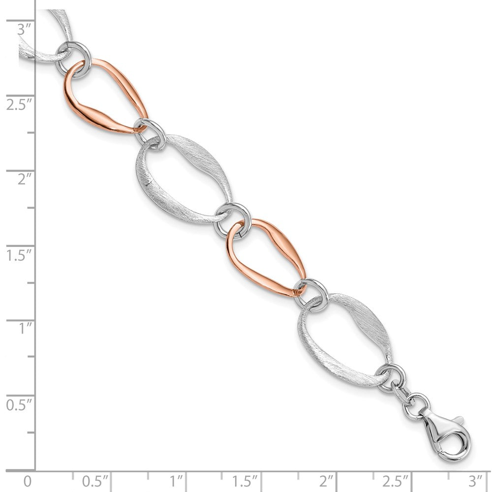 Sterling Silver Rose-plated w/1in ext. Link Bracelet