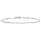 Sterling Silver Rose Flash-plated Beaded Plus Extender - Total Anklet