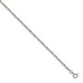 Sterling Silver Rose Flash-plated Beaded Plus Extender - Total Anklet