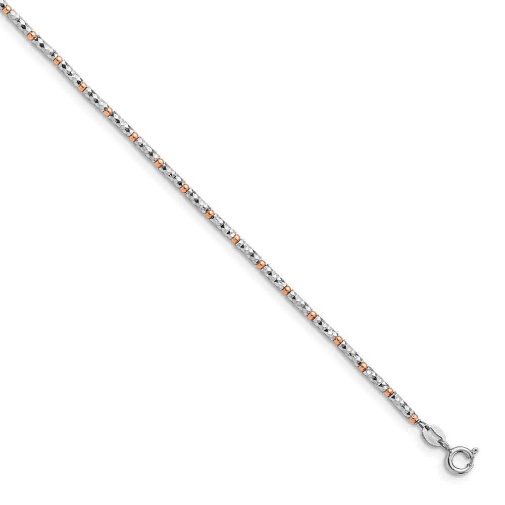 Sterling Silver Rose Flash-plated Beaded Plus Extender - Total Anklet
