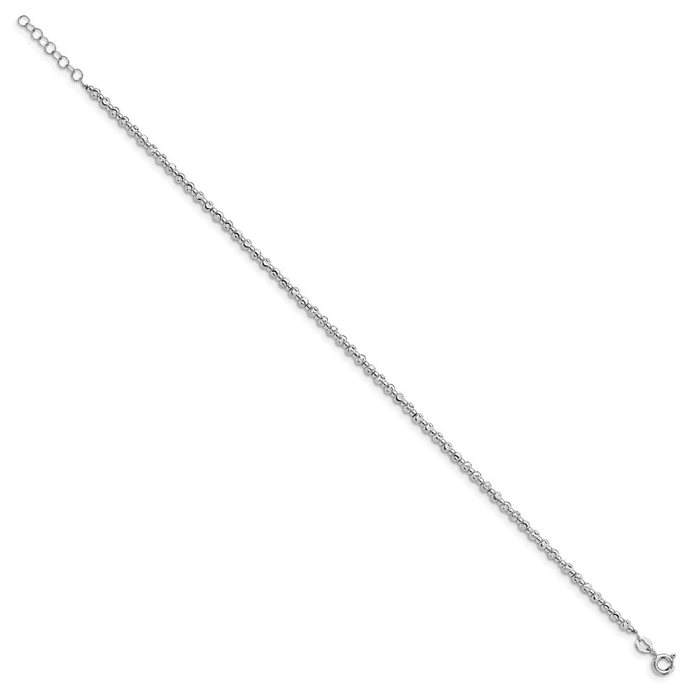 Sterling Silver Rhodium-plated Beaded Plus Extender - Total Anklet