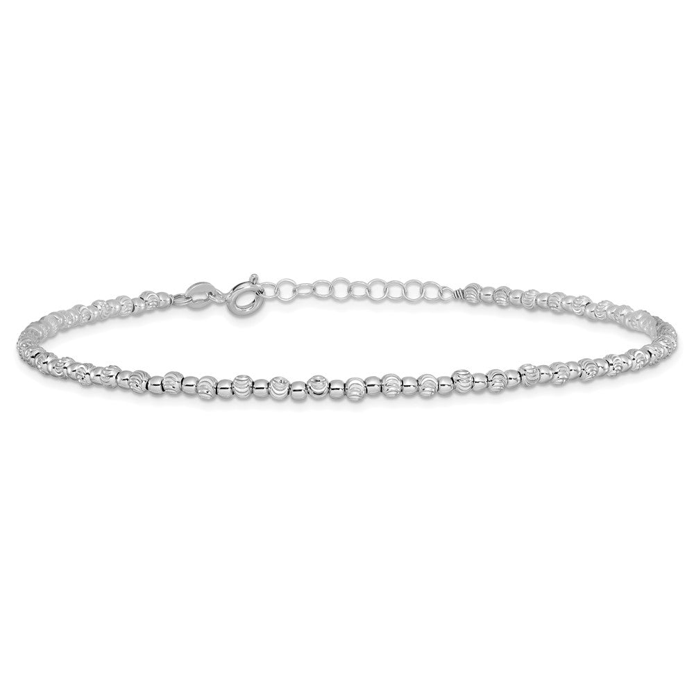 Sterling Silver Rhodium-plated Beaded Plus Extender - Total Anklet