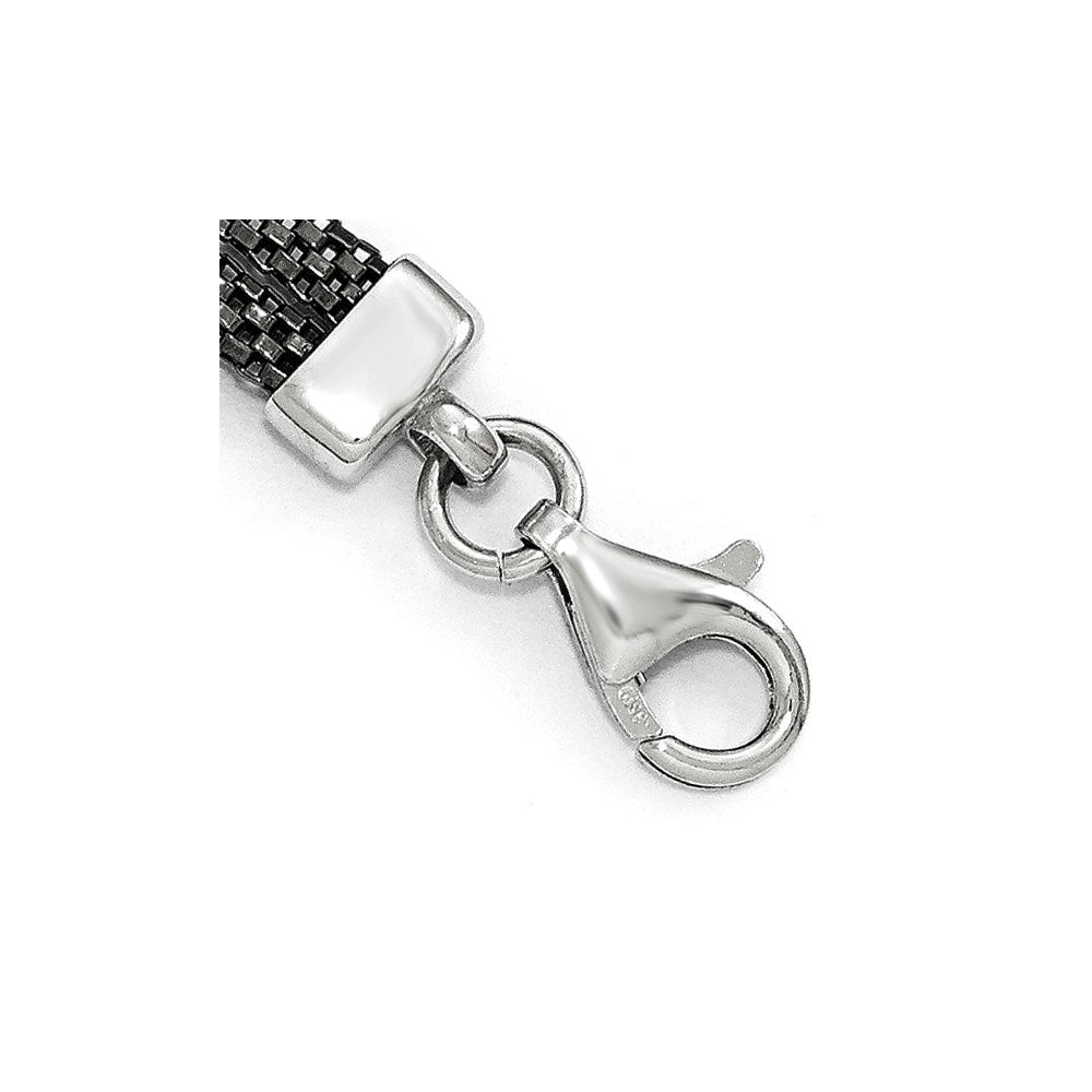 Sterling Silver Blk-plated Crystal Bracelet w/1in ext.