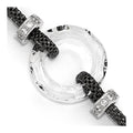 Sterling Silver Blk-plated Crystal Bracelet w/1in ext.