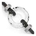 Sterling Silver Blk-plated Crystal Bracelet w/1in ext.