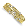 Sterling Silver Rhodium-plated Gold-plated CZ Woven Flexible Cuff