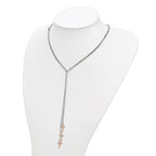 Sterling Silver 3 Rose-tone Cross Adj up to 24in Slip-on Necklace