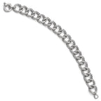 Sterling Silver Polished Textured Bracelet- Fancy Spring Ring