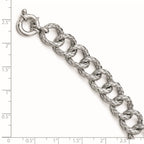 Sterling Silver Polished Textured Bracelet- Fancy Spring Ring