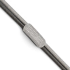 Sterling Silver Ruthenium-plated CZ with 1.5in ext. Bracelet