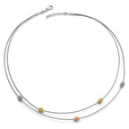 Sterling Silver Yellow & Rose-tone Mesh w/1in ext. Necklace