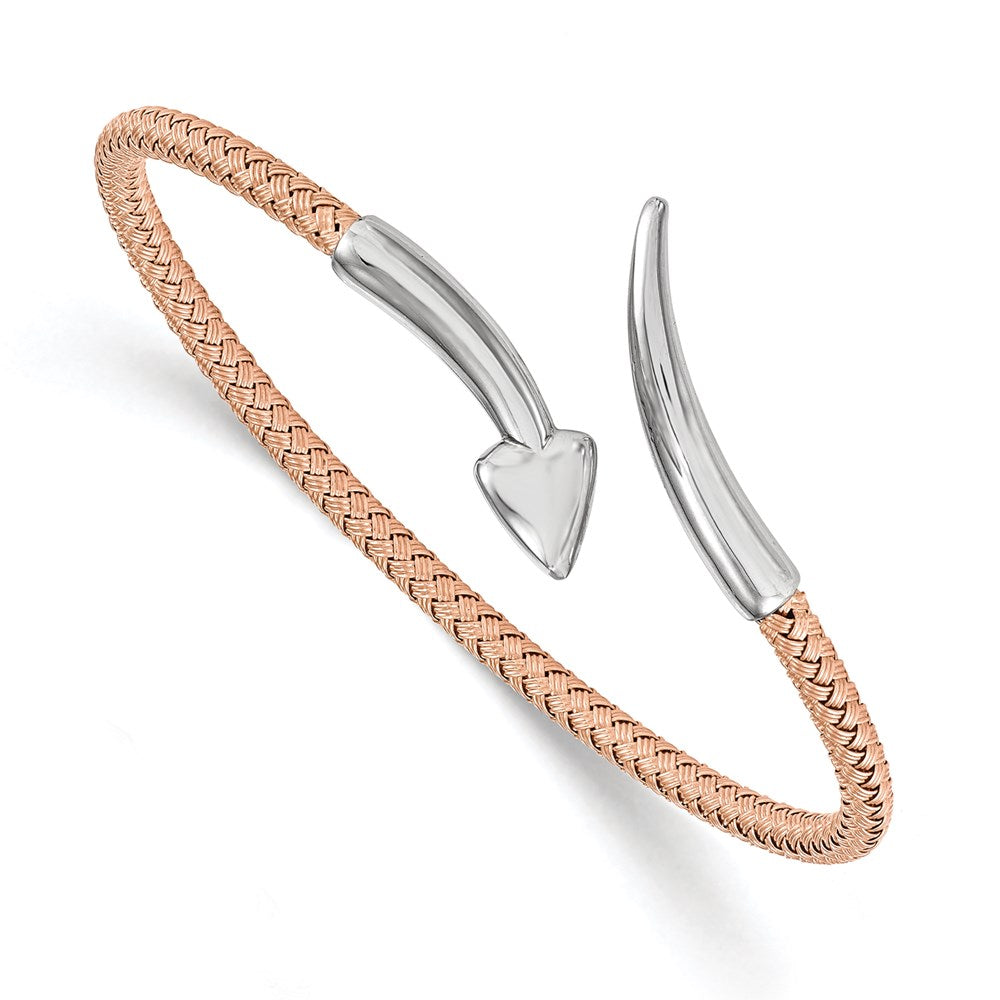 Sterling Silver Rose Rhodium-plated Flexible Bangle