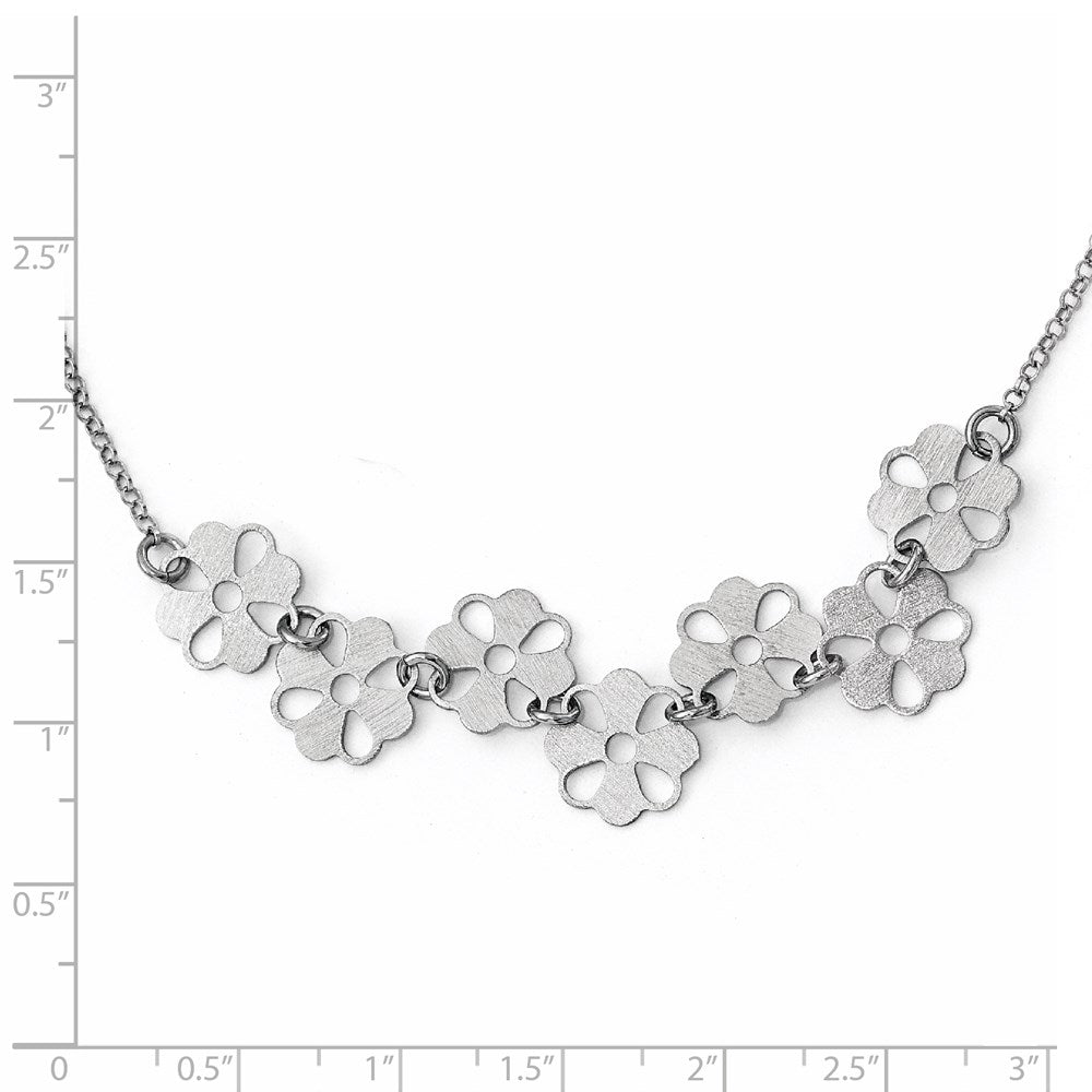 Sterling Silver Brushed Flower Necklace