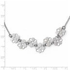 Sterling Silver Brushed Flower Necklace